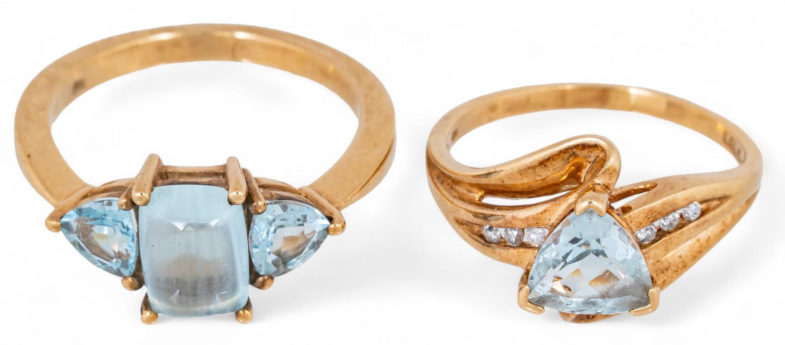 Pair of Gold Aquamarine Rings (1 of 6)