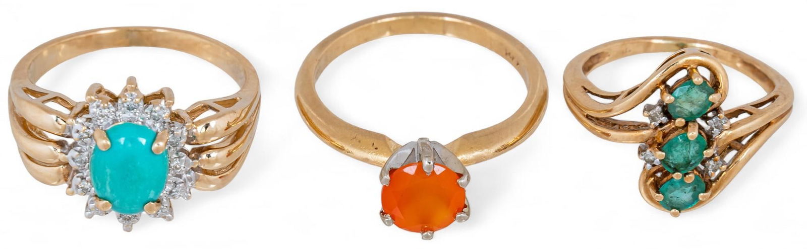 Set of (3) Gold Gemstone Rings (1 of 5)