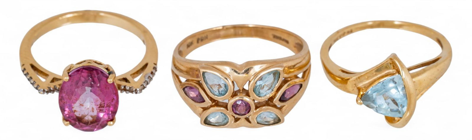 Set of (3) Gold Gemstone Rings (1 of 7)