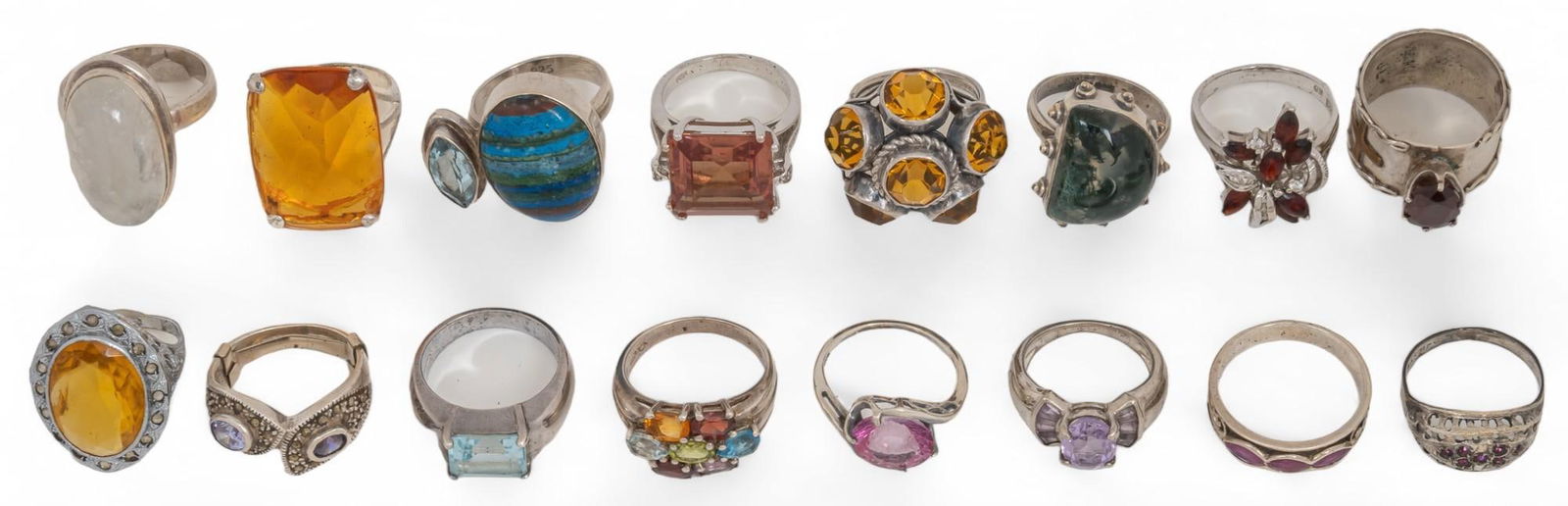 Collection of (16) Sterling Silver Gemstone Rings (1 of 6)