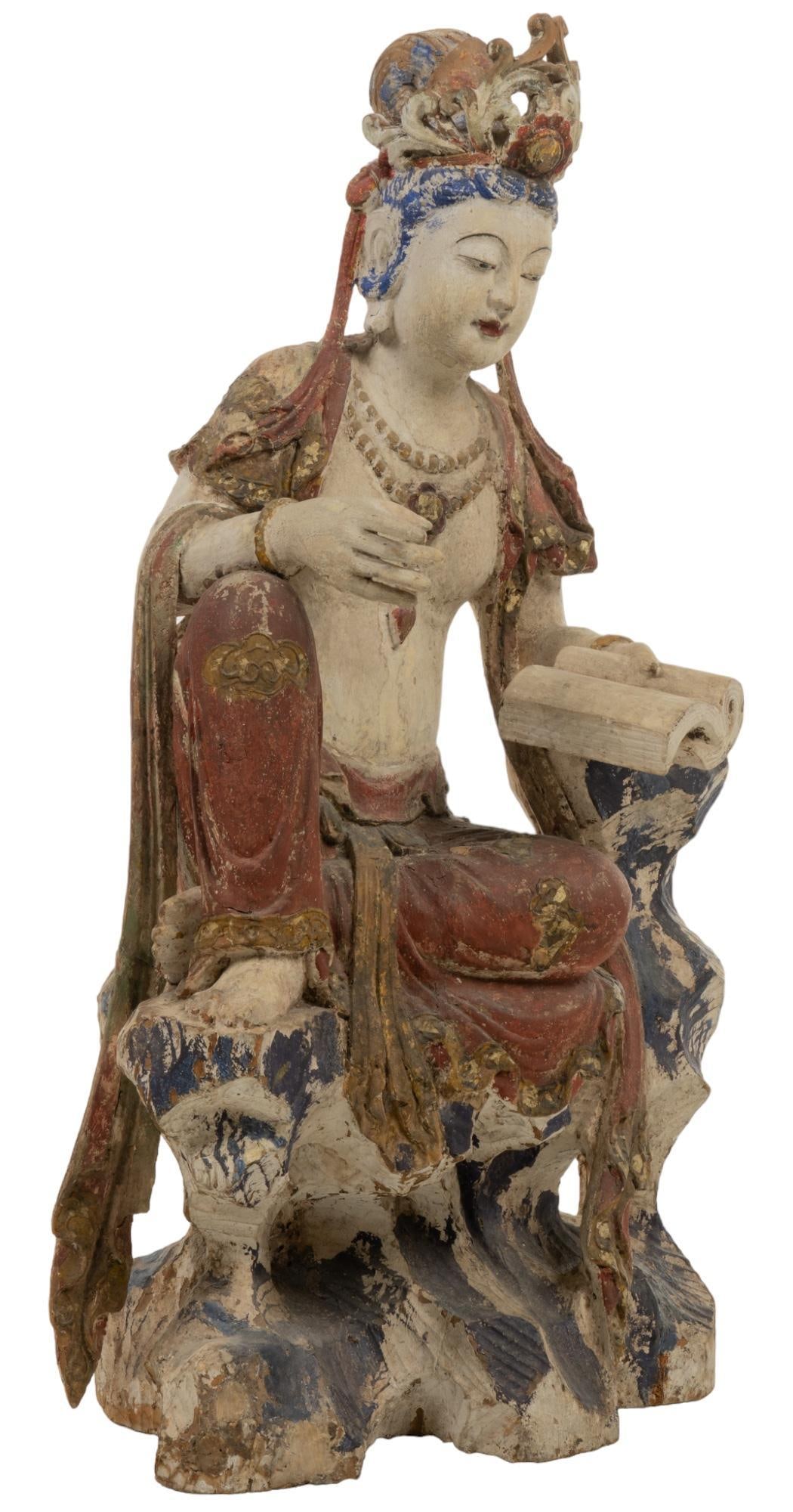 Chinesse Buddhist Bodhisattva Sculpture (1 of 7)