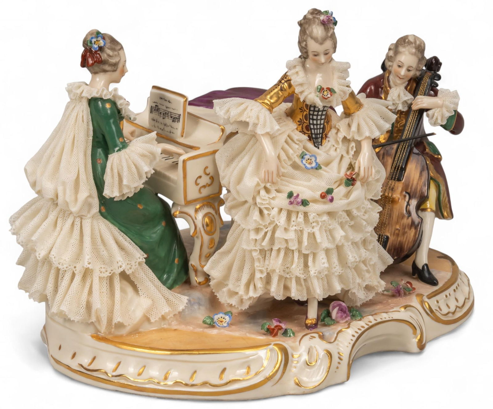 German, After Dresden, Lace Figurine Parlor Scene (1 of 9)