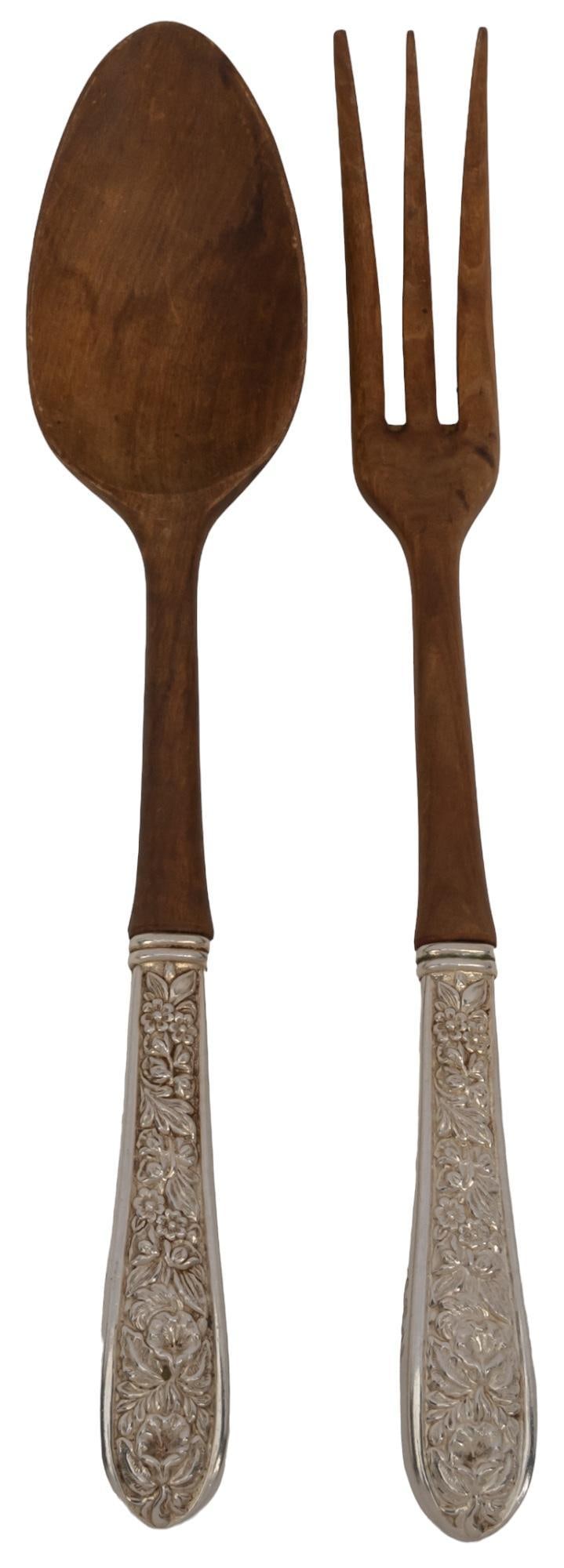 "Repousse" Sterling and Wood Salad Set (1 of 4)