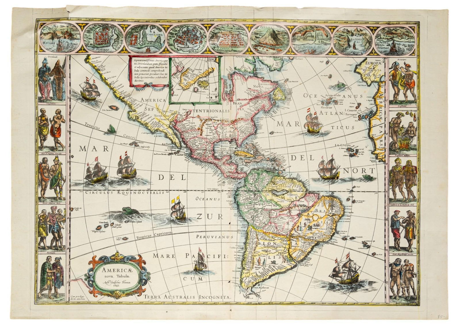 1642 America Nova Tabula Map (1 of 7)