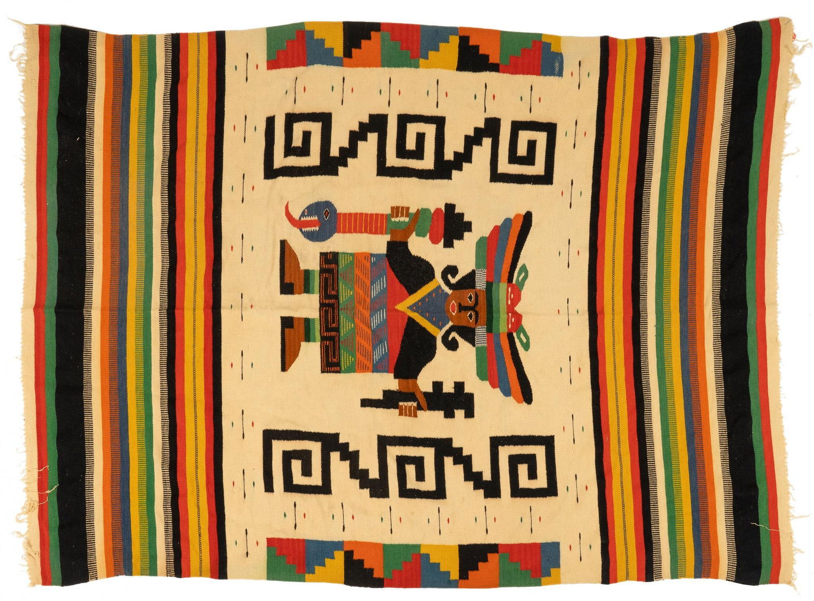 Handwoven Mexican Blanket, 4 ft. 6 in x 6 ft. x 6 in. (1 of 3)