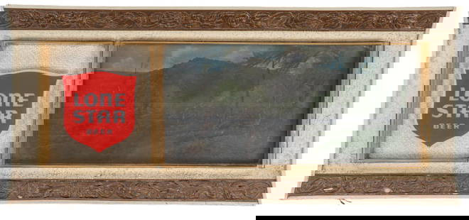 Lone Star Beer, Porfirio Salinas Adverisement Sign: Lone Star Beer (Texas), Porfirio Salinas advertisement sign, limited edition #1060 production of a panorama unit, illuminated rolling painting image, with images by Porfiro Salinas, working condition