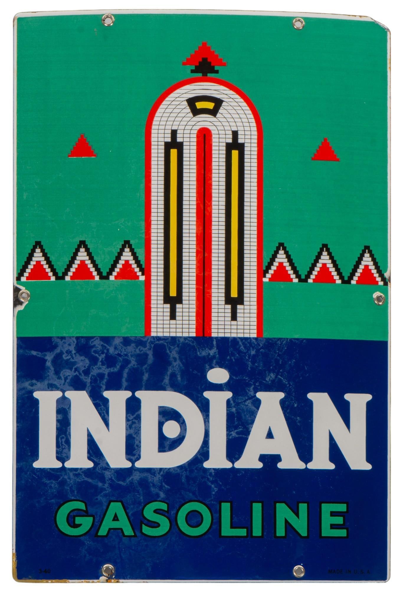 1940s Original Indian Gasoline Pump Plate (1 of 5)
