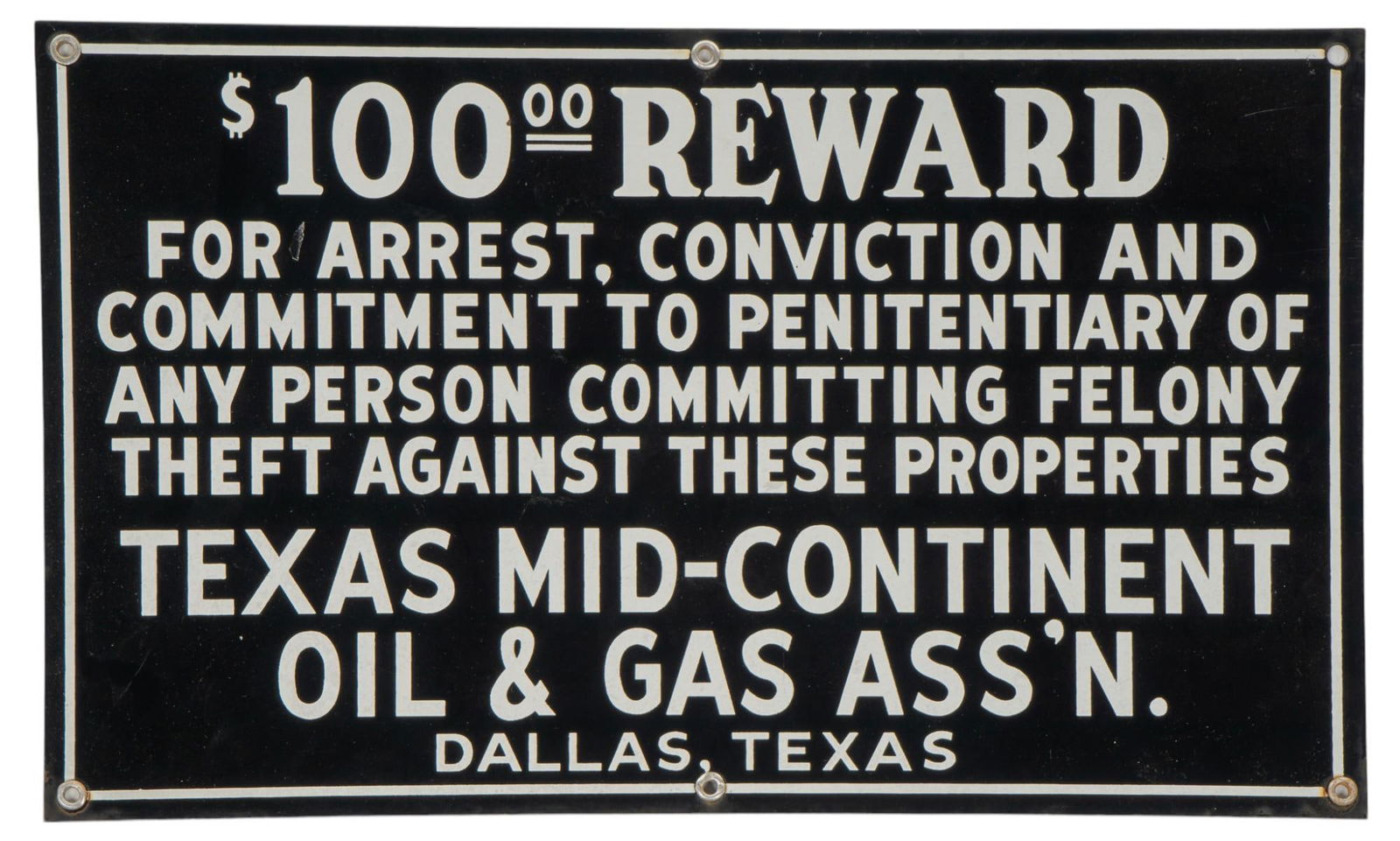 1940s Texas Mid-Continent Oil and Gas Assoc. Porcelain Sign (1 of 6)