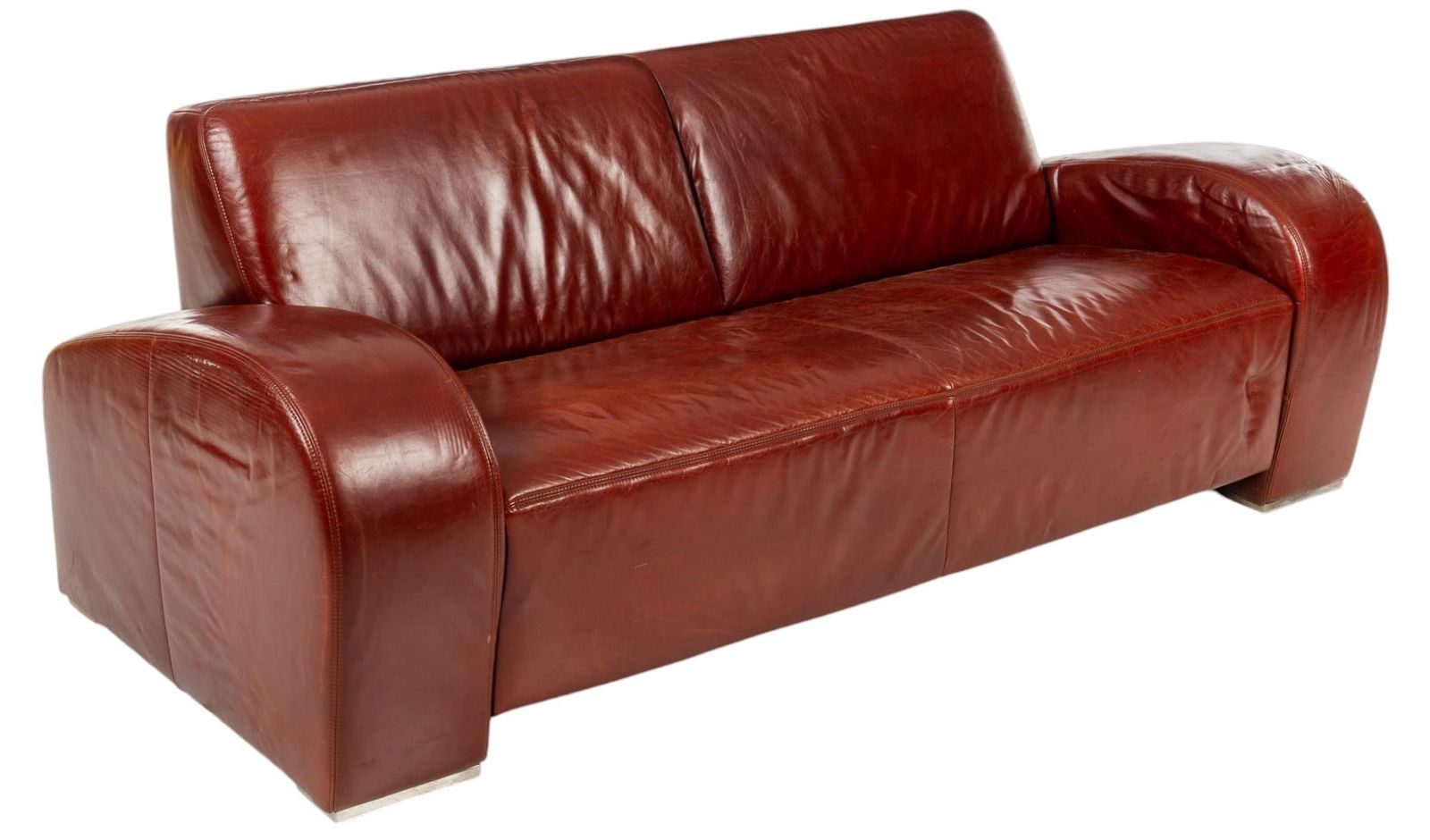 Red Leather Sofa (1 of 8)