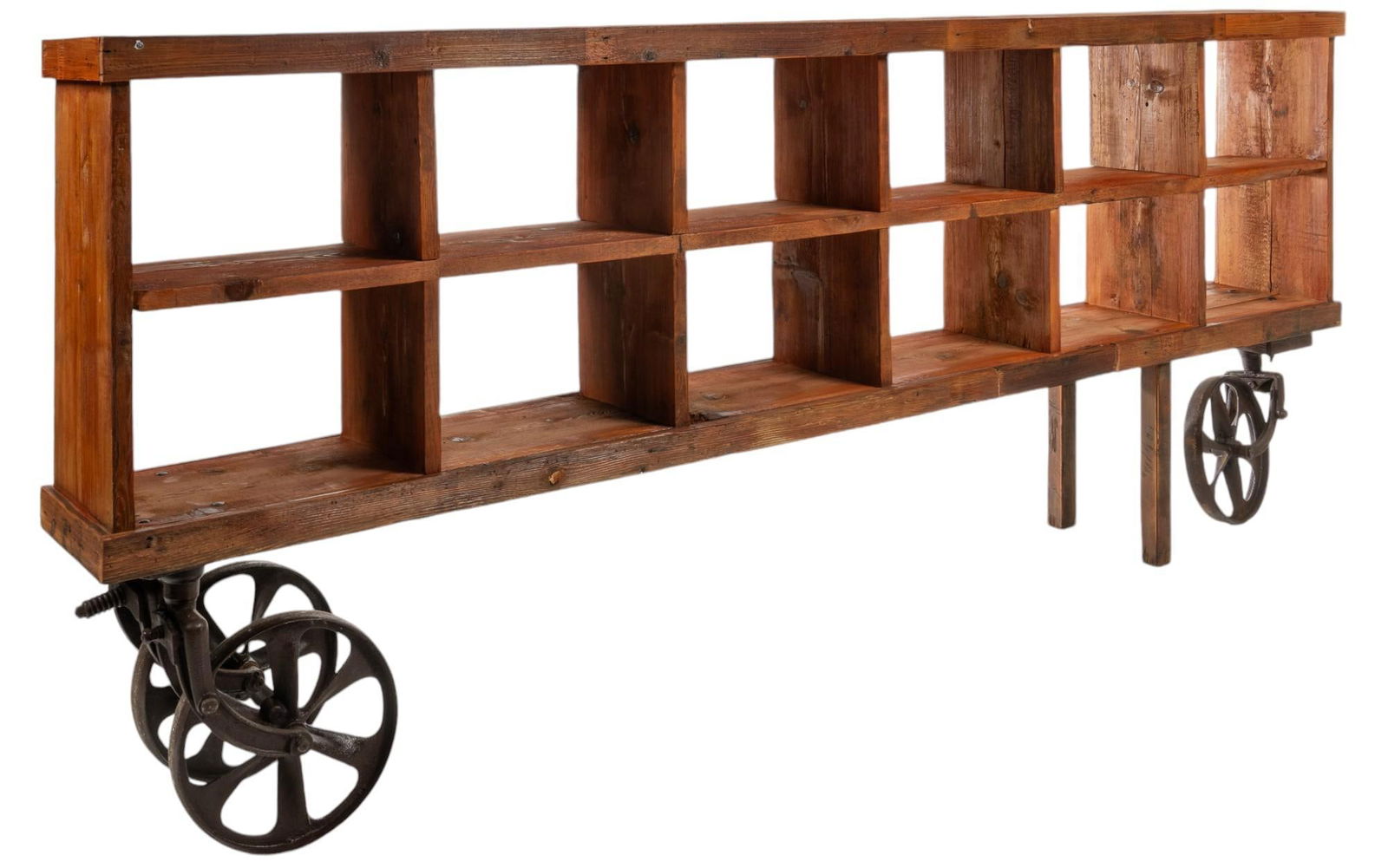 Rustic Wooden Storage Bench with Wheels (1 of 7)