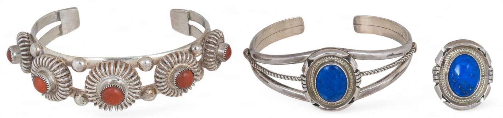 Pair of Sterling Silver and Colored Stone Cuffs (1 of 7)