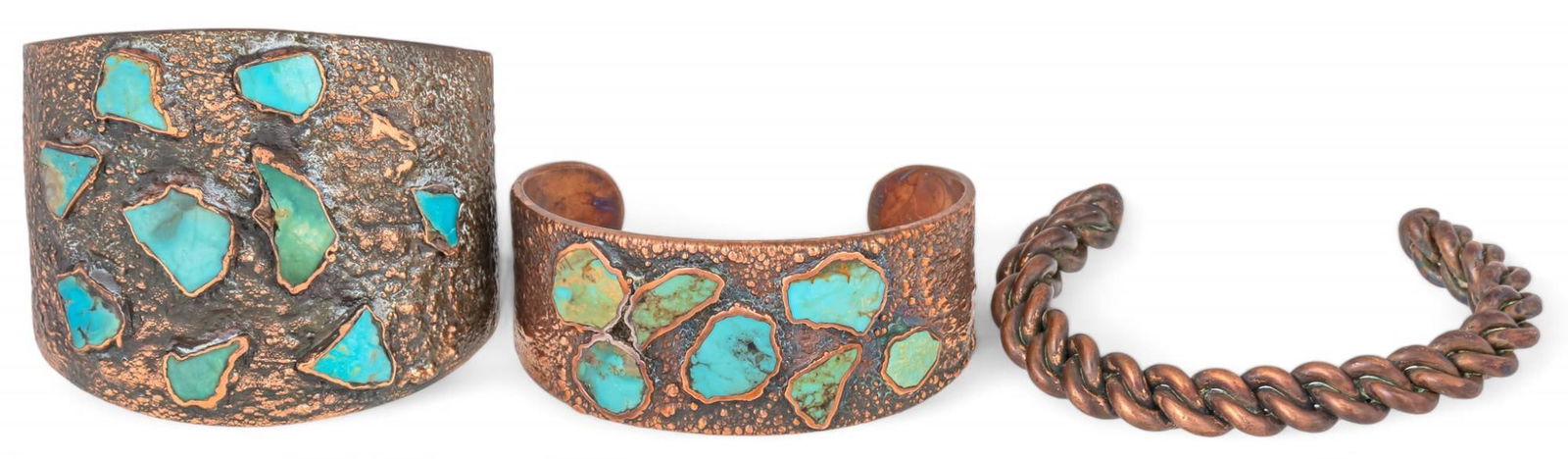Set of (3) Copper and Turquoise Cuffs (1 of 7)