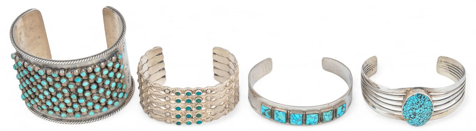 Set of (4) Sterling Silver and Turquoise Cuffs (1 of 9)