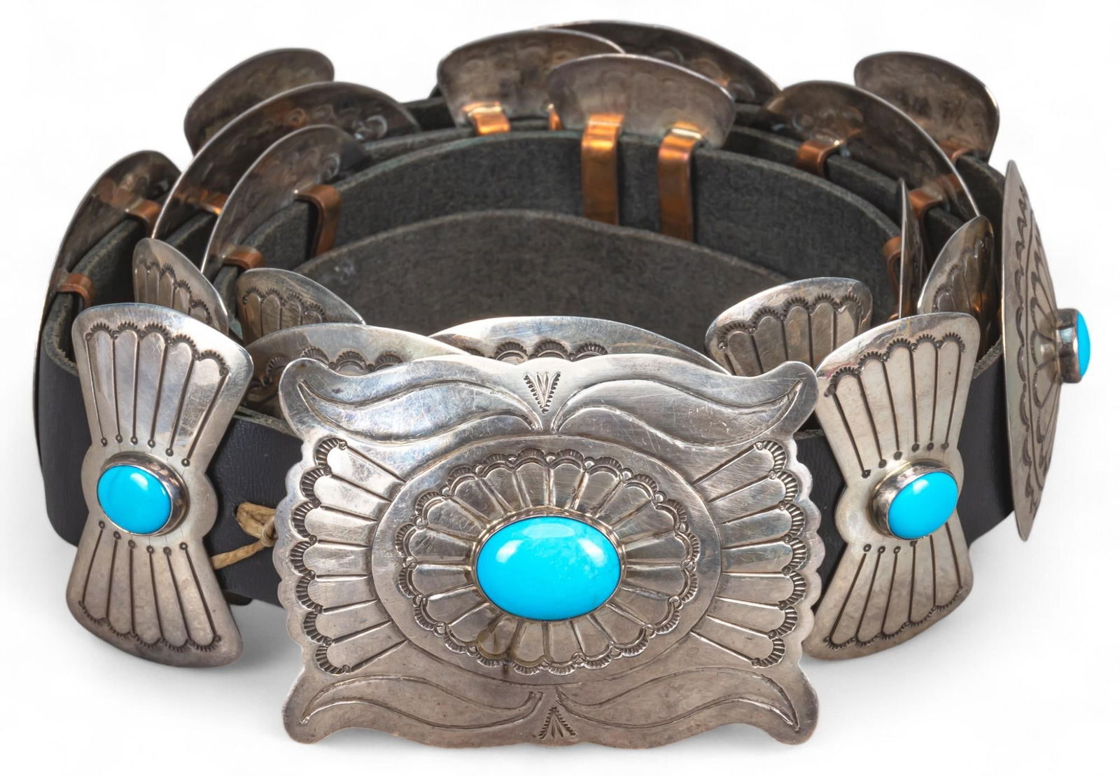 Sterling Silver and Turquoise Concho Belt (1 of 9)
