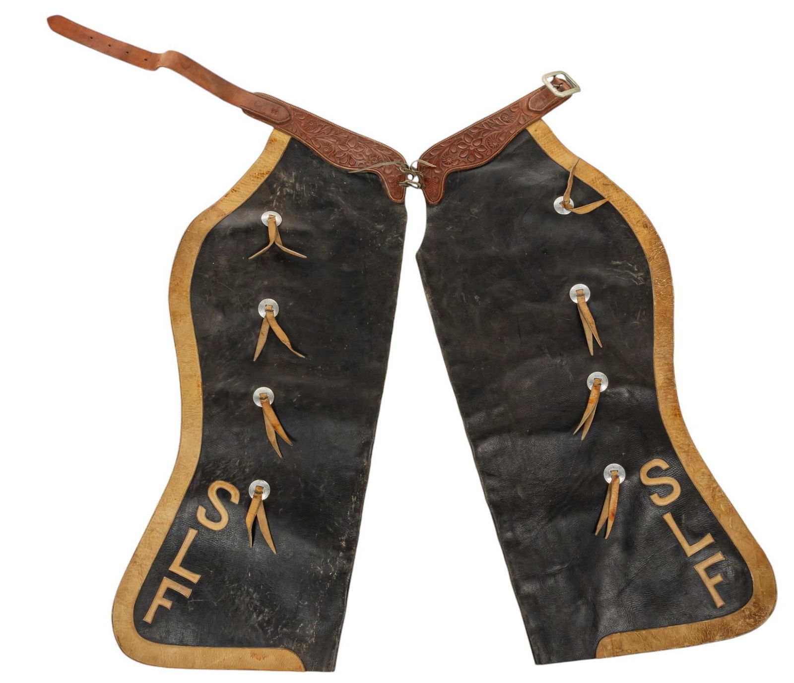 C.P. Shipley Marked Bat Wing Leather Chaps (1 of 7)