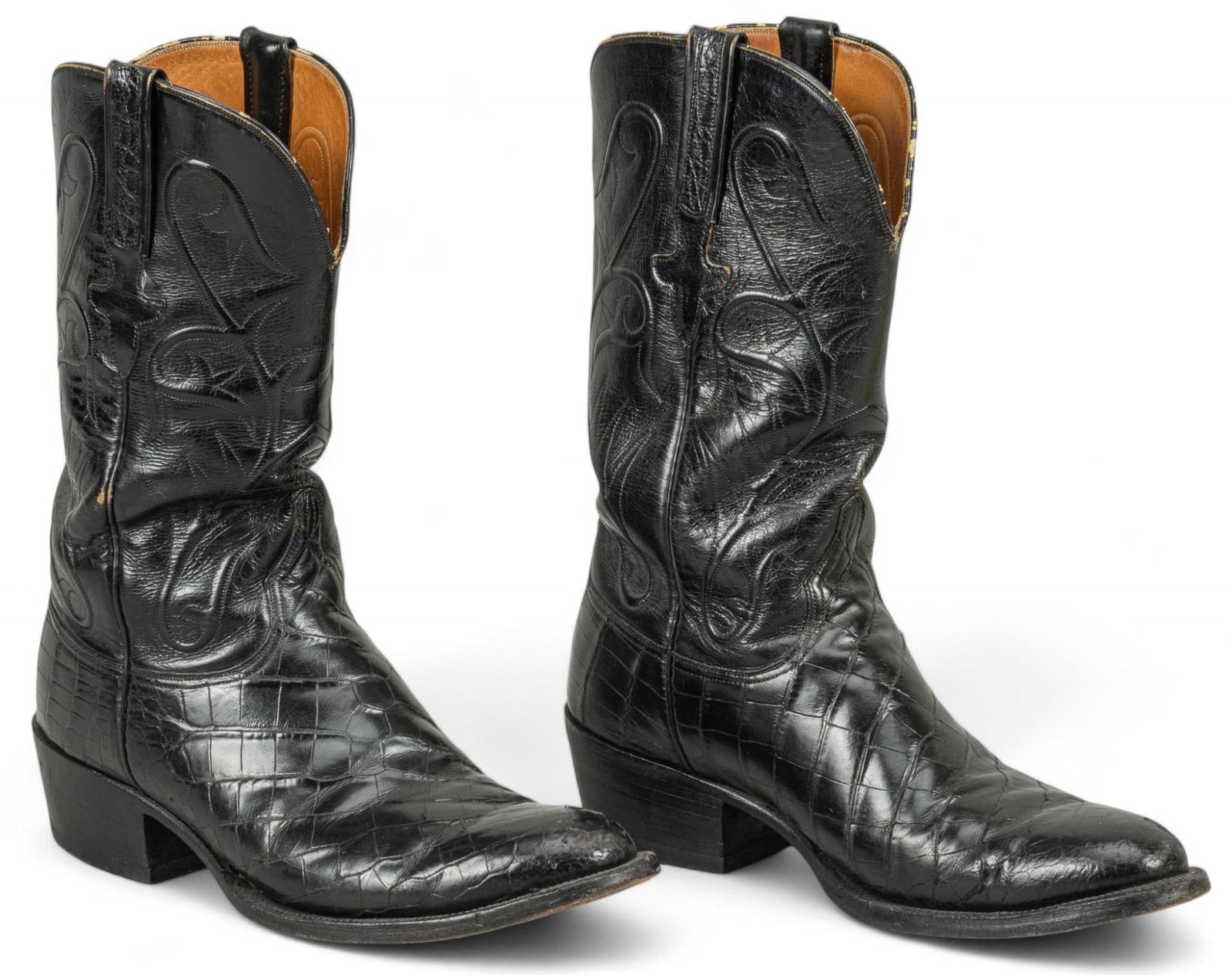 Pair of Black Alligator Leather Lucchese Cowboy Boots (1 of 7)
