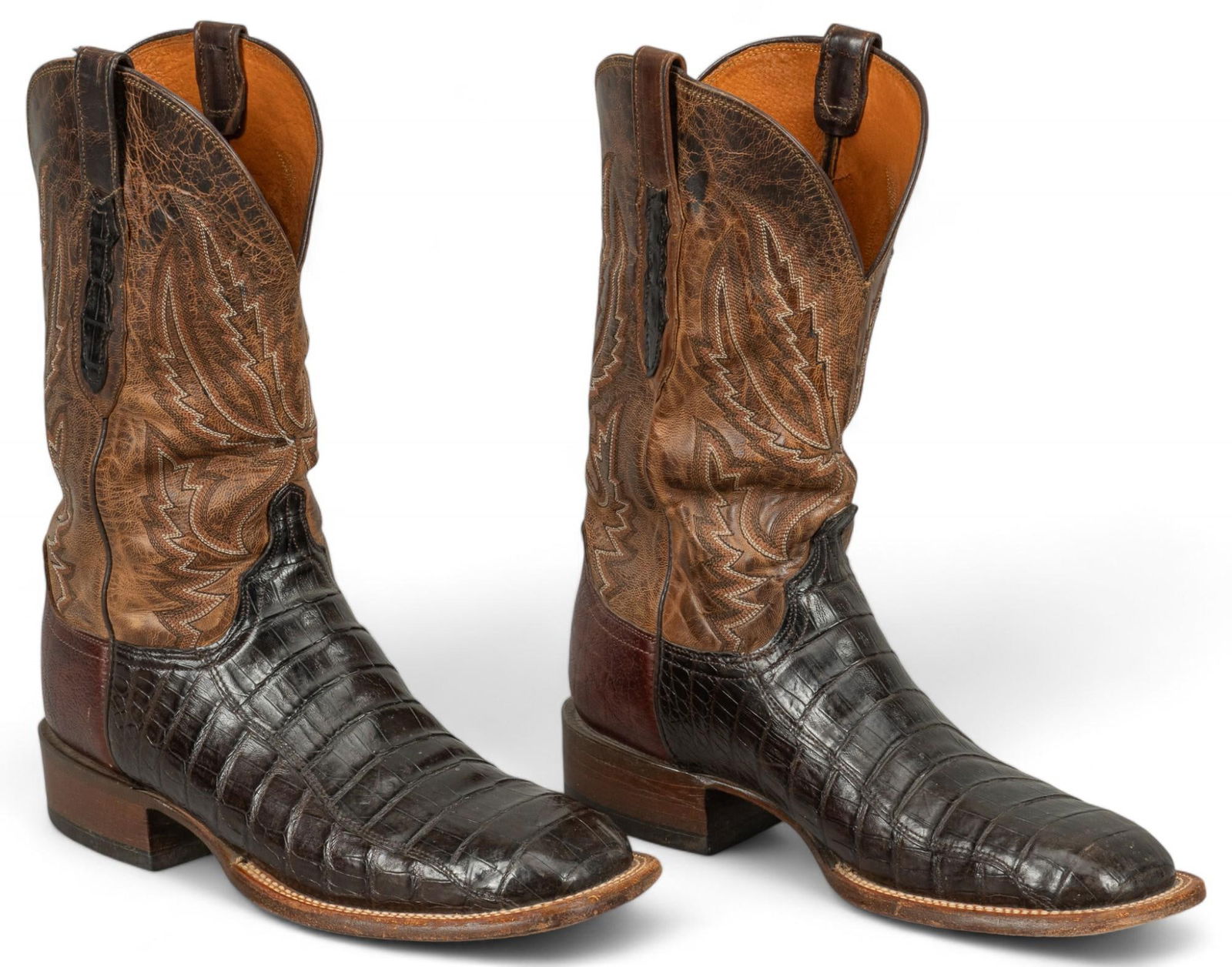 Pair of Brown Alligator Leather Lucchese Boots (1 of 8)