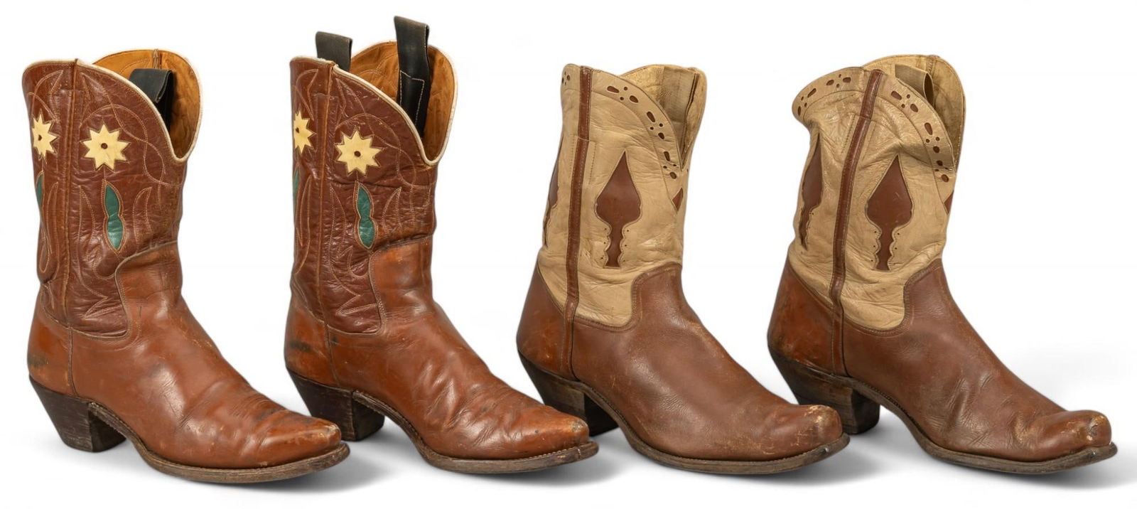 (2) Pairs of Brown Leather Cowboy Boots (1 of 9)