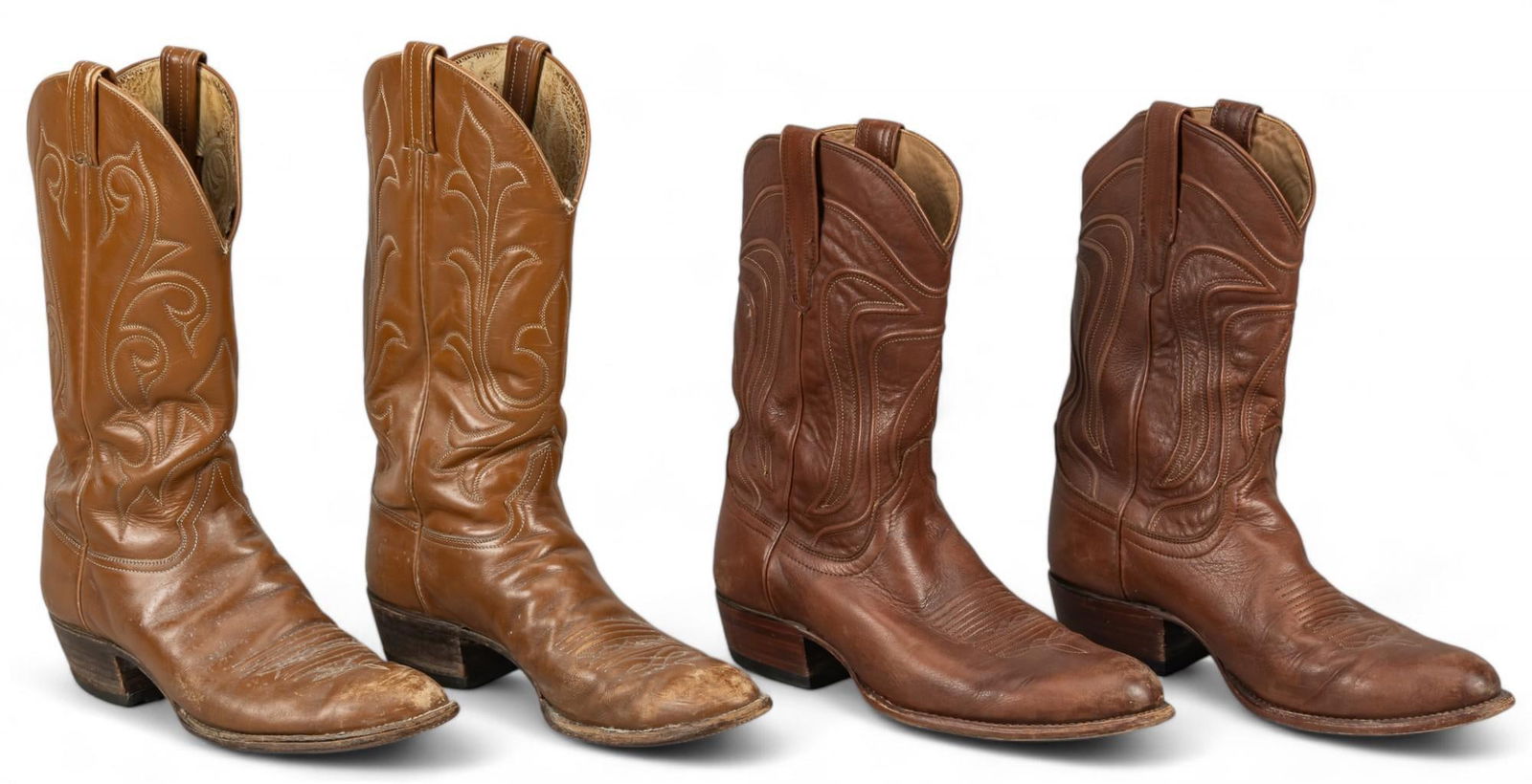 (2) Pairs of Brown Leather Cowboy Boots (1 of 12)