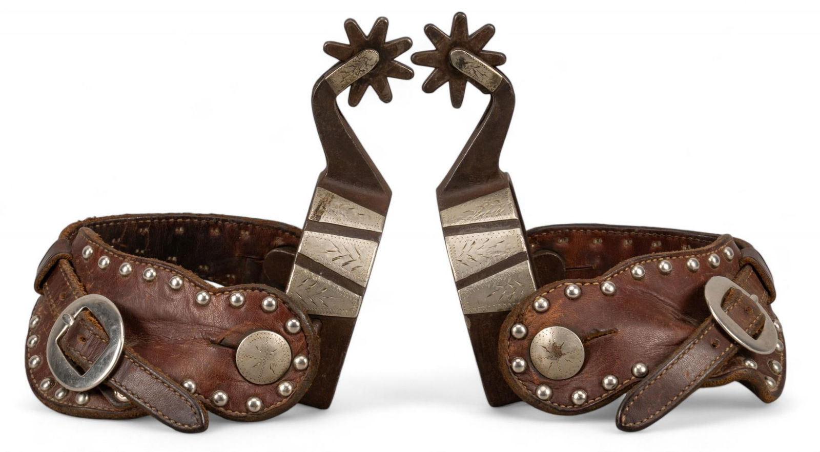 Pair of Crockett Marked Silver Mounted Spurs (1 of 8)