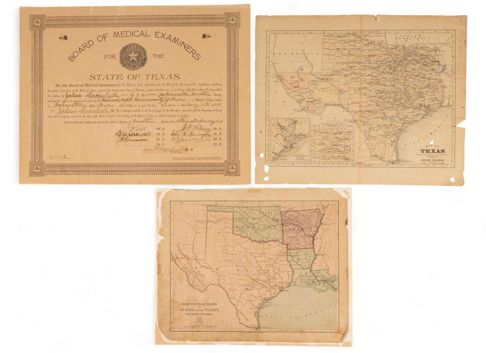 (3) Texas History Documents (1 of 10)