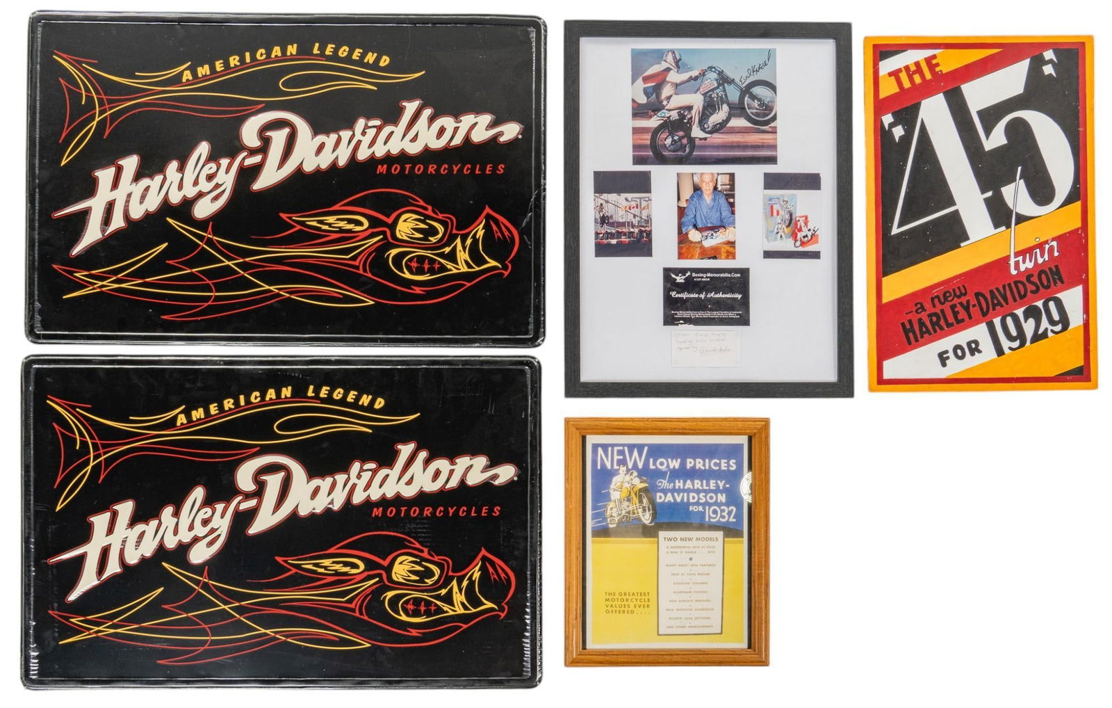 Harley Davidson and  Signed Evel Knieval Memorabilia (1 of 9)