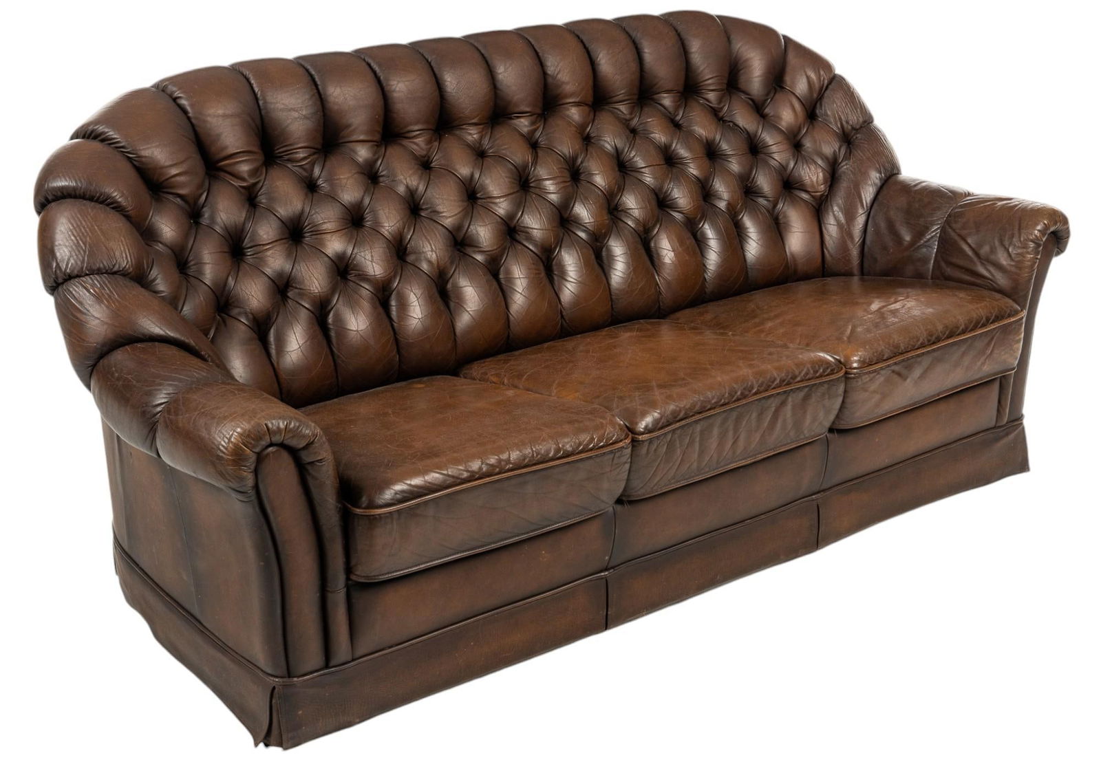 Tufted Brown Leather Sofa (1 of 7)