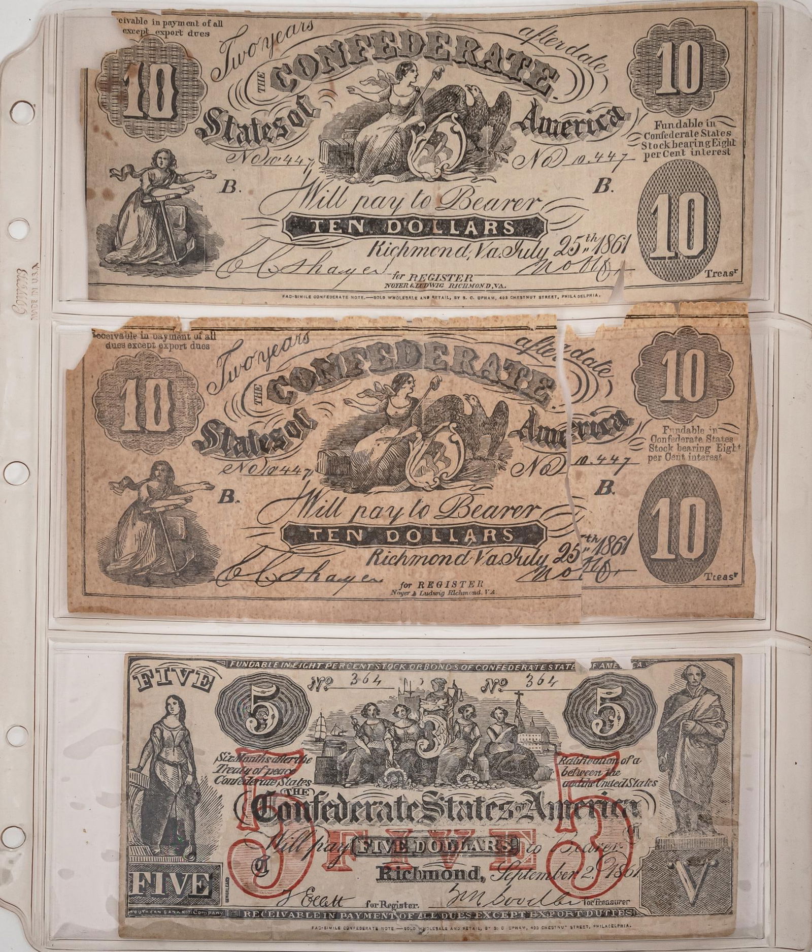 Collection of Confederate Dollars (1 of 13)
