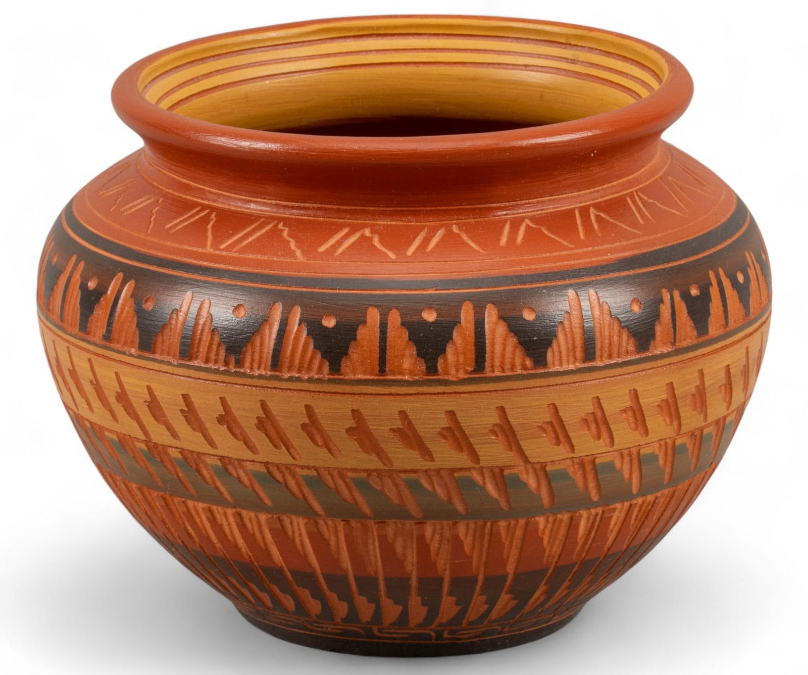Bernice Watchman, Southwestern Bowl: Bernice Watchman (Gallup, New Mexico, 20th-21st C.), Southwestern hand-painted clay bowl height 5.5 in. x 7 in. diameter Shipping available for this lot through our partner 4CL; please request a shi