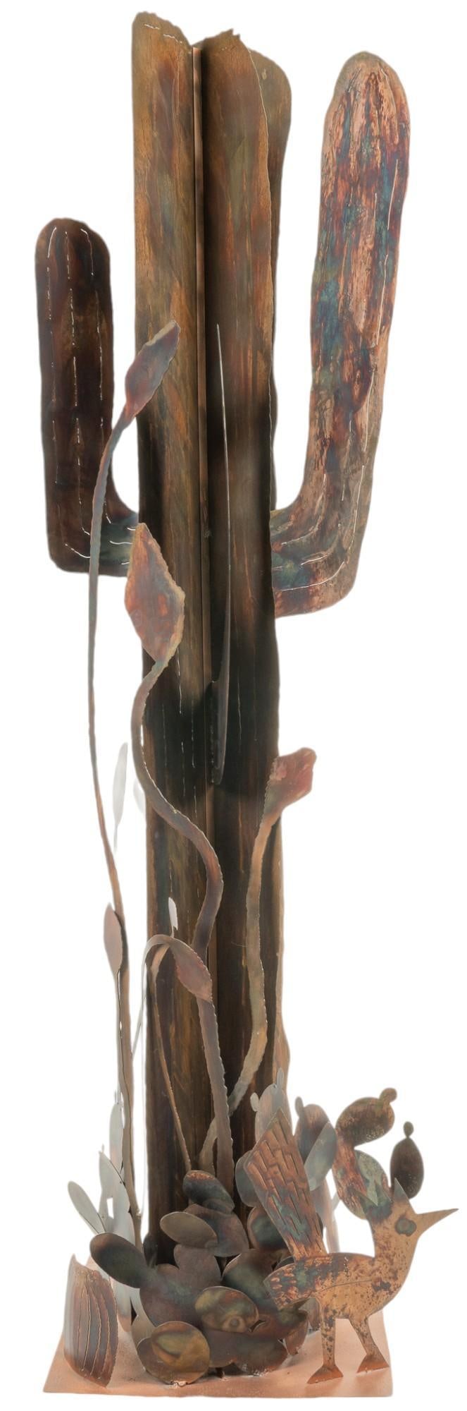 Large Iron Cactus and Roadrunner Sculpture (1 of 8)