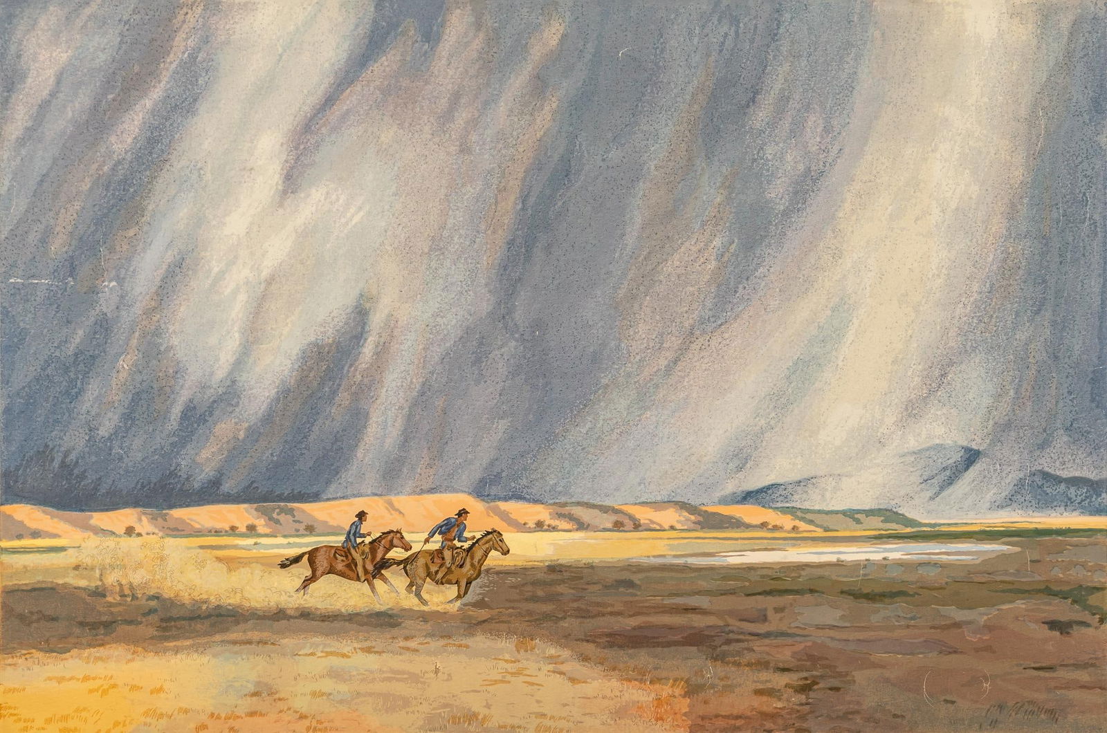 Peter Hurd, "A Race with the Rain", AP Litho (1 of 7)