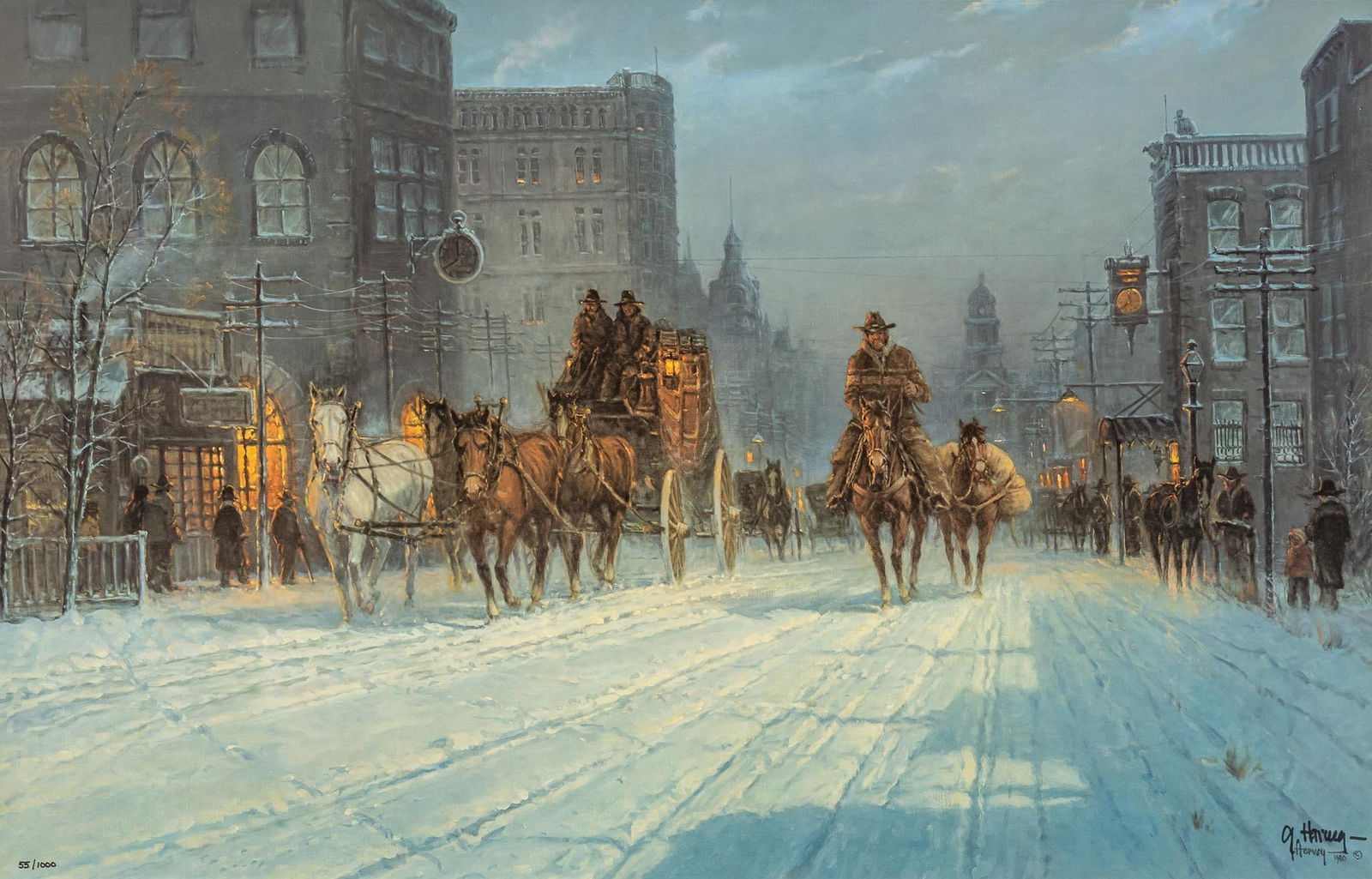 G. Harvey, "Cowtown 1880" Lithograph (1 of 6)