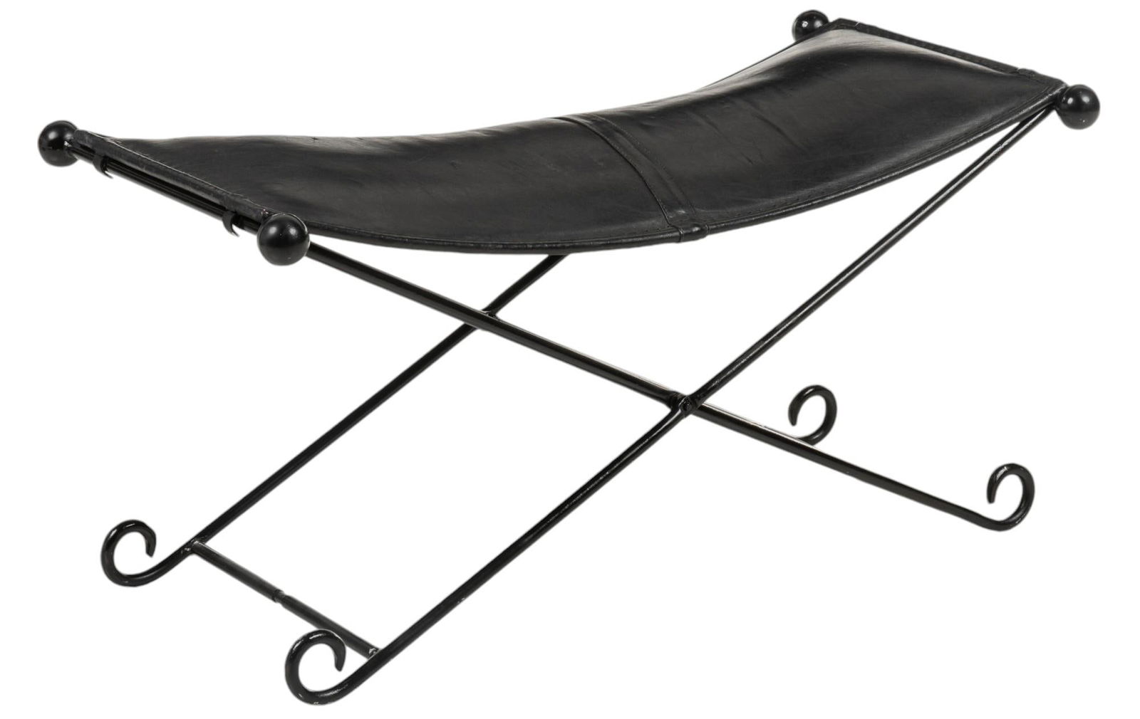 Black Leather Campaign Folding Bench (1 of 7)