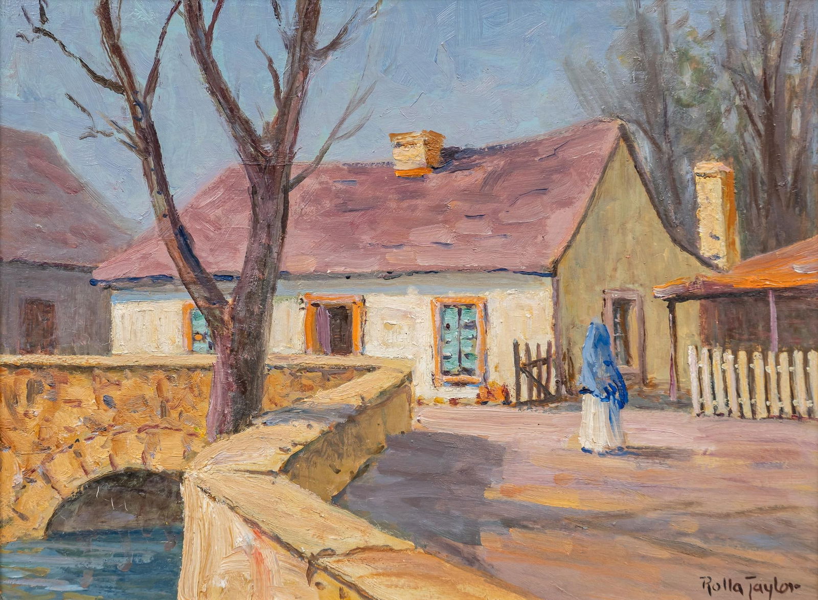 Rolla Sims Taylor, "Irish Flats SA": Rolla Sims Taylor (Texas, 1872-1970), "Irish Flats SA", oil on canvas laid to board sight: 12 x 16 in., frame: 20 x 24 in. Provenance: A San Antonio, Texas collection Texas-born Rolla Sims