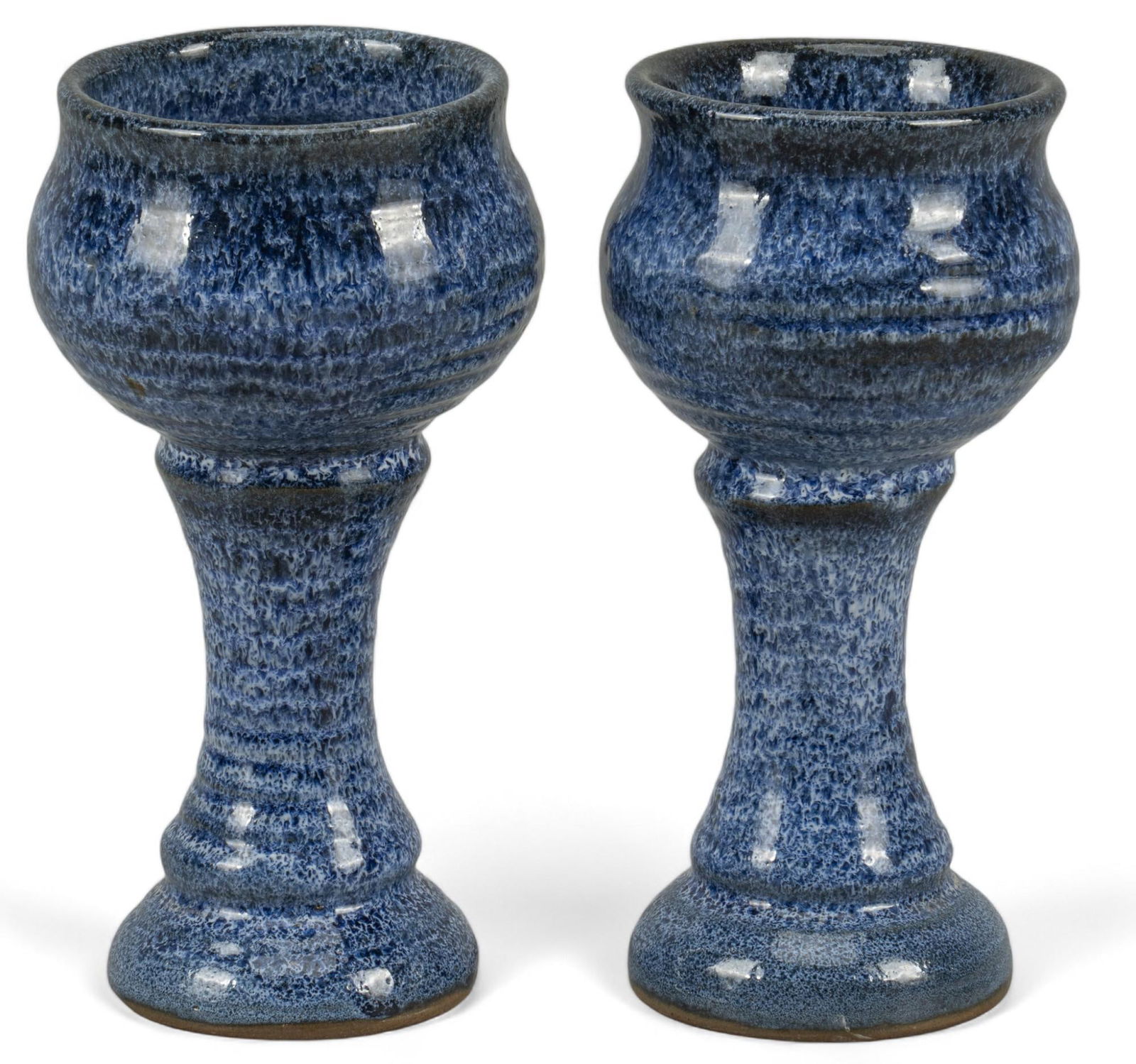 Harding Black, Pair of Cobalt Oilspot Goblets, 1983 (1 of 6)
