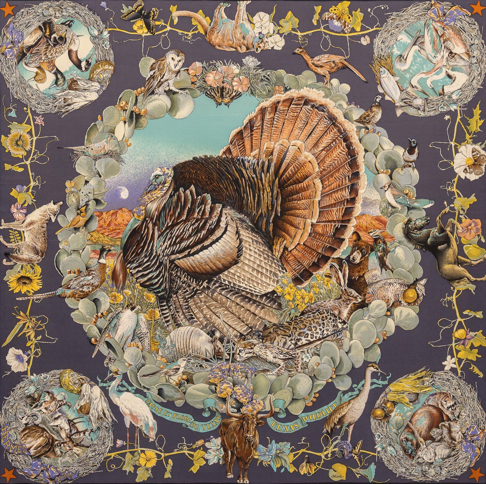 Kermit Oliver / Hermes, Texas Wildlife Silk Scarf (1 of 8)
