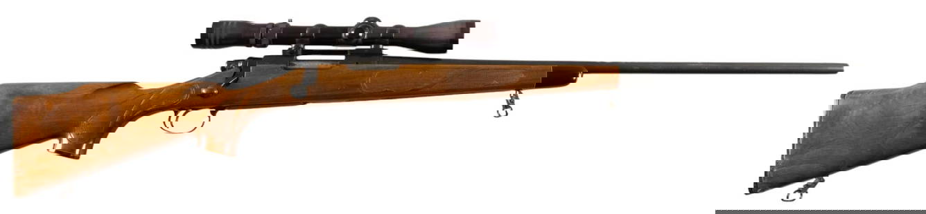 Remington 700 BDL 17 Rem Bolt Action Rifle: Serial: 6418644 Manufacturer: Remington Arms Co. Model: 700 BDL Caliber: 17 Rem Barrel length: 24 in. OAL: 43.5 in. Condition: Good; wood stock has moderate handling marks & wear; barrel