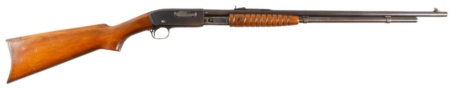 Remington Model 25 25-20 Slide Action Rifle: Serial: 17582 Manufacturer: Remington Arms Co., Inc. Model: 25 Caliber: 25-20 Barrel length: 24 in. OAL: 41.5 in. Condition: Good; stock & forend have light handling marks & wear;