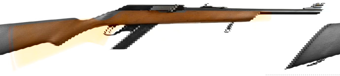 Marlin Model Camp 9 Semi Auto Carbine: Serial: 08695769 Manufacturer: Marlin Firearms Co. Model: Camp 9 Caliber: 9mm Barrel length: 16.5 in. OAL: 35.5 in. Condition: Excellent-Like New; little to no handling marks; bore is