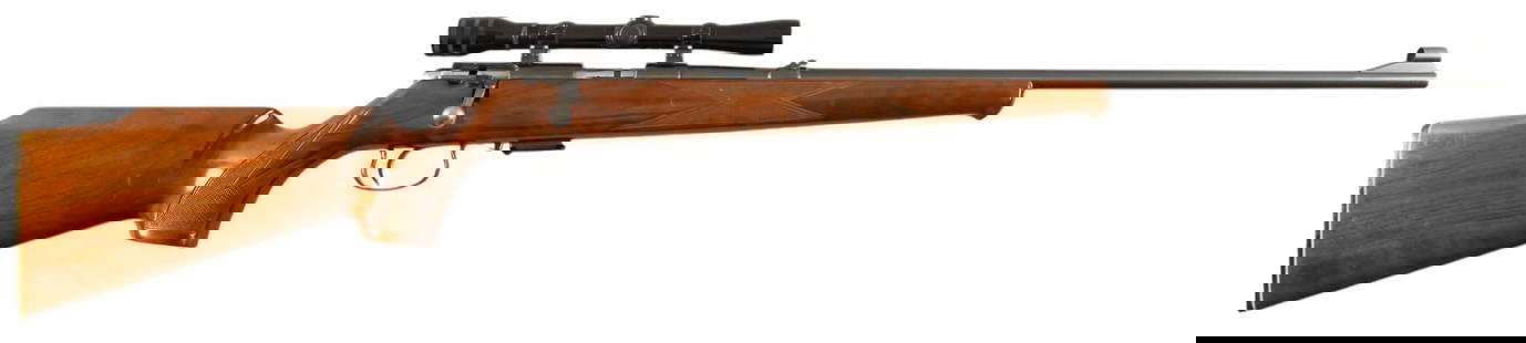 Savage Anschutz 164M Sporter 22 WMR Rifle: Serial: 792490A Manufacturer: Anschutz - West Germany / Savage Model: 164 M Sporter Caliber: 22 WMR Barrel length: 24 in. OAL: 42 in. Condition: Good; stock has very light wear &
