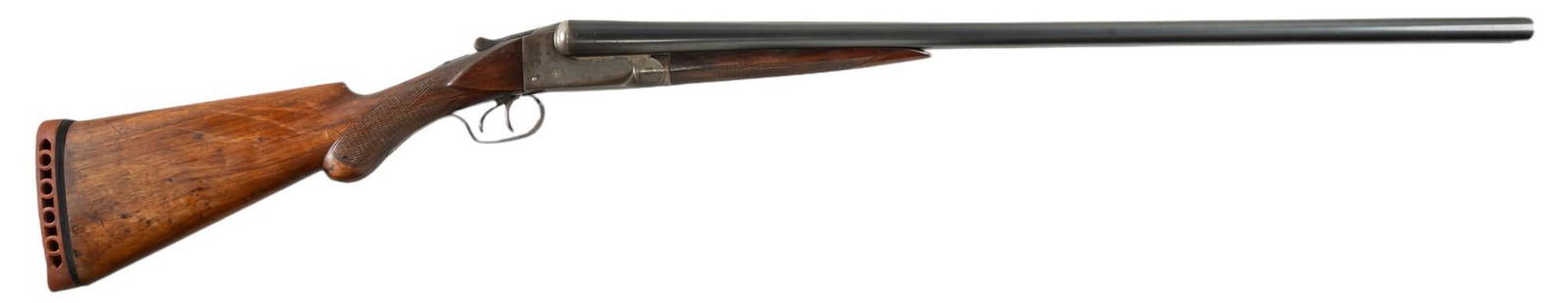 Ithaca Flues & NIG Field Grade 12 Gauge Shotgun: Serial: 188949 Manufacturer: Ithaca Gun Co. Inc. (c. 1909) Model: Flues & NIG Field Grade Caliber: 12 Gauge Barrel length: 30 in. OAL: 47 in. LOP: 13.75-14.75 in. Condition: Good; wood