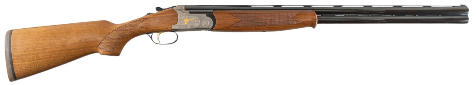 Spanish Lanber Hunter 12 Gauge O/U Shotgun: Serial: 13-03-04398-07-12-76 Manufacturer: Lanber-Spain / Cherry's GSO, NC Model: Hunter Caliber: 12 Gauge (full / mod screw-in chokes) Barrel length: 28 in. OAL: 45.5 in. Condition: Very Good; wo