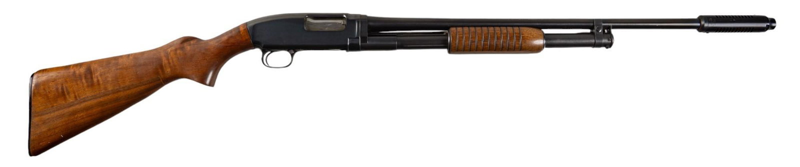Winchester Model 12 20 GA Shotgun W/ Cutts Comp.: Serial: 1354738 Manufacturer: Winchester Model: 12 Caliber: 20 GA (2.75 in.) Barrel length: 26 in. (including Compensator) OAL: 45.25 in. Condition: Good; stock & forend have light handling marks 