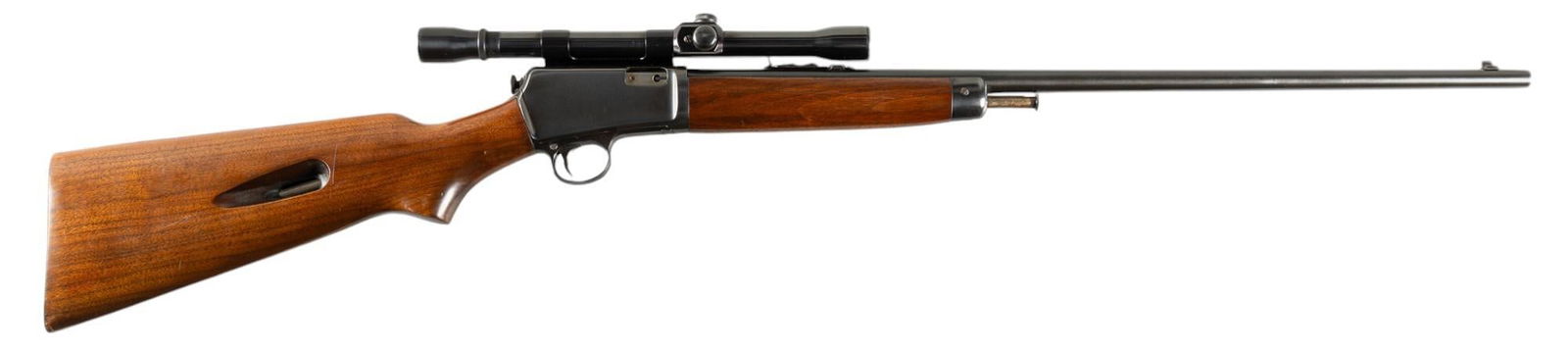 Nice Pre-64 Winchester Model 63 22 LR Semi Auto Rifle: Serial: 109985A Manufacturer: Winchester (c. 1952) Model: 63 Caliber: 22 LR Barrel length: 23 in. OAL: 39.5 in. Condition: Very Good; wood stock has very light handling marks; barrel & receiver ha