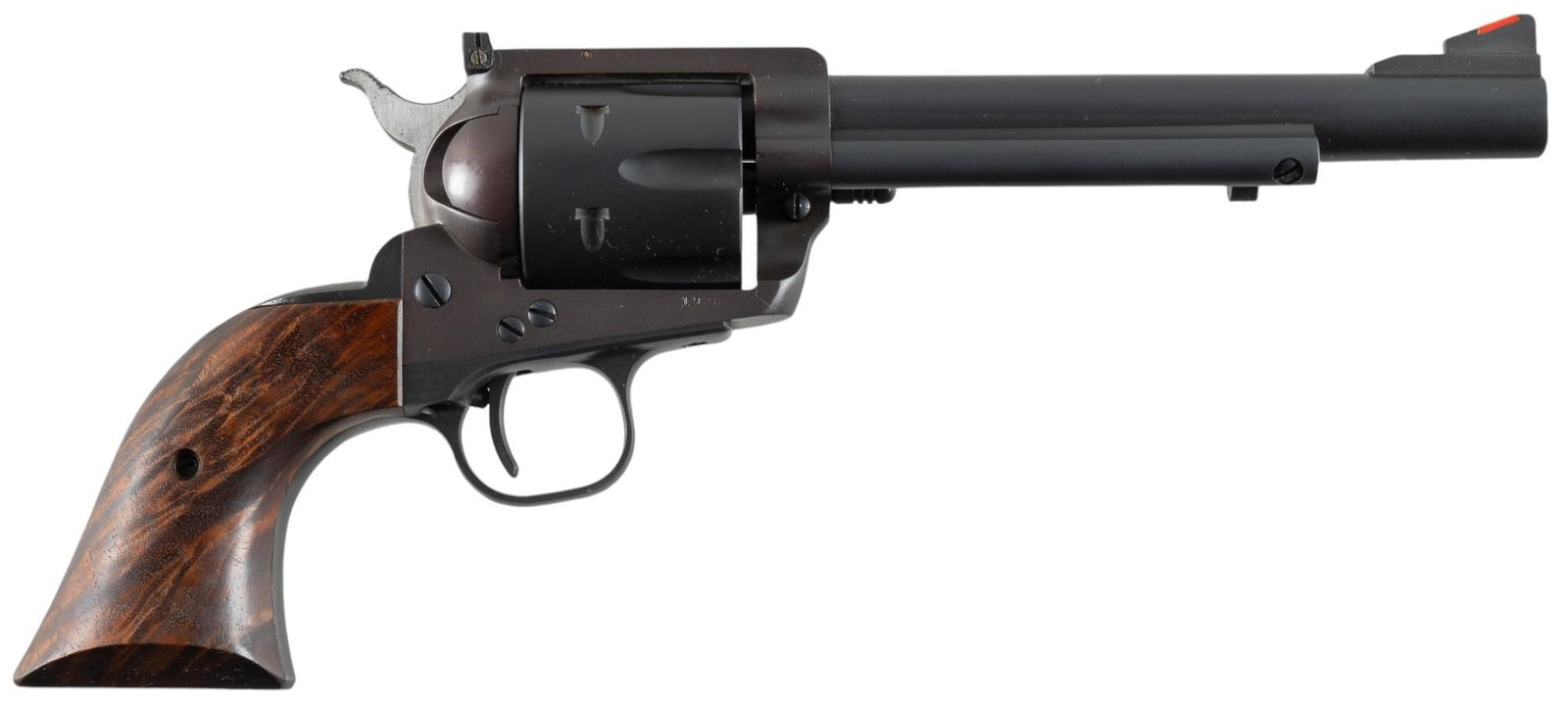 Ruger Blackhawk 44 Mag Revolver: Serial: 1928 Manufacturer: Sturm, Ruger & Co. (c. 1957) Model: Blackhawk Caliber: 44 MAG Barrel length: 6.5 in. OAL: 12 in. Condition: Good; Refinished; grips have light wear & handling marks;