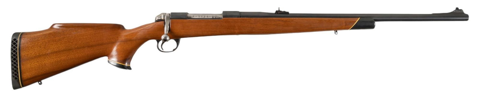 English Saint Hubert Big Game 458 Win Mag Rifle: Serial: 16570 Manufacturer: Birmingham Proof-England / Saint Hubert Co. Model: Big Game Caliber: 458 Win Mag Barrel length: 23.5 in. OAL: 44.5 in. Condition: Good; wood stock has light handling marks;