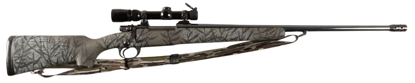 Whitworth M98 375 H&H Mag Bolt Action Rifle W/ Leupold Scope: Serial: B302944 Manufacturer: Whitworth / Interarms Model: M98 Caliber: 375 H&H Mag Barrel length: 25 in. w/ muzzle break OAL: 45.5 in. Condition: Very Good; synthetic stock has light handling mar