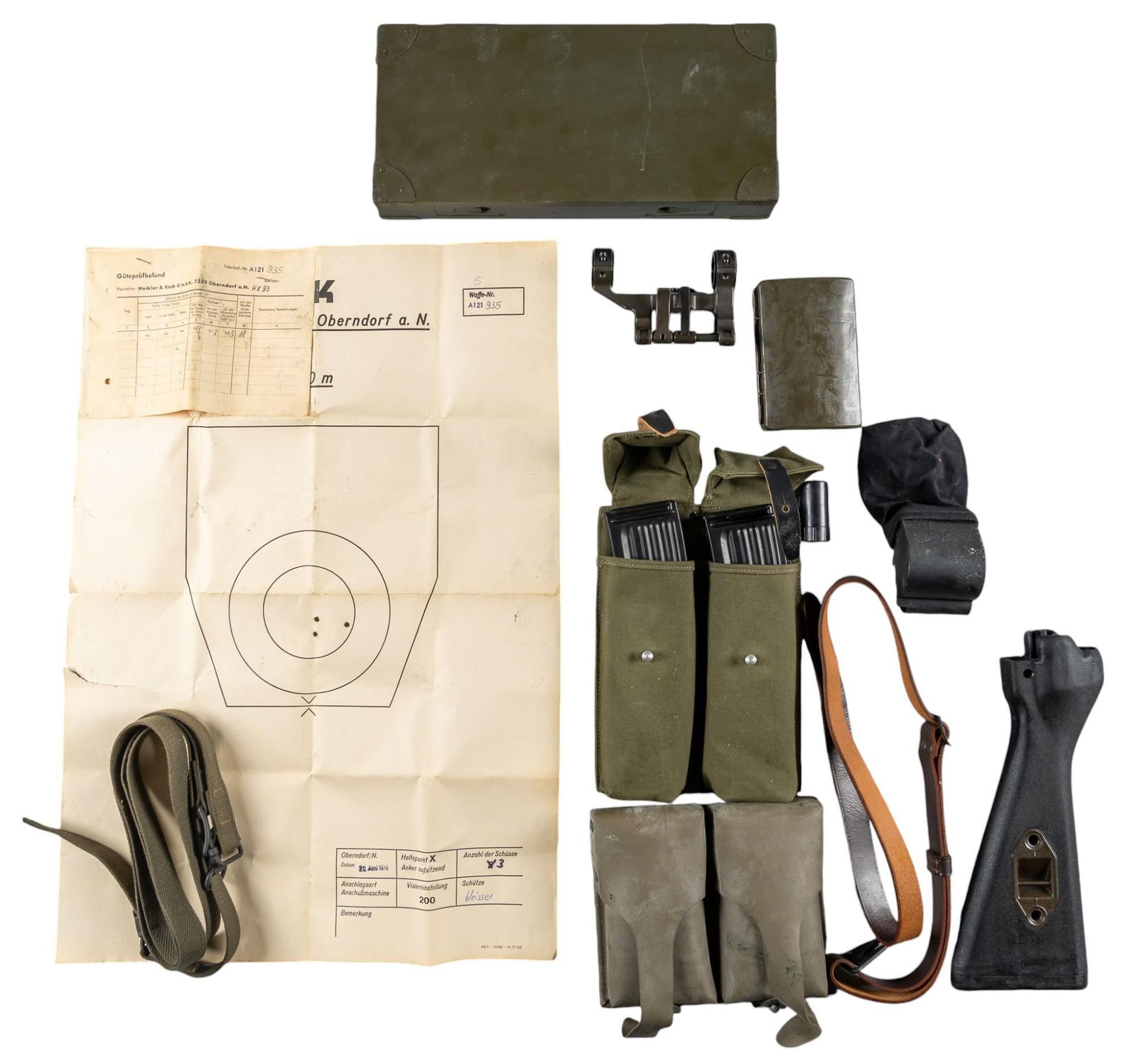HK 93 Parts & Accessories: 22 Conversion Kit: Includes: -HK 30mm claw-style scope mount (fits HK G3/33/91/93) -HK 93 22 cal. conversion kit in case -HK 93 brass catcher, stock, 2 x 40-rd magazines w/ pouch, 2 x 20-rd magazines w/ pouch; cleaning