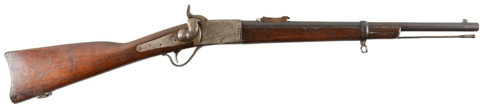 Providence Tool Co. Peabody 45-70 Breech Block Sporting Rifle: Serial: NSN Manufacturer: Providence Tool Co. Model: Peabody Sporting Caliber: appears to be 45-70 Barrel length: 20 in. OAL: 39 in. Condition: Good; wood stock & forend have wear & patina com