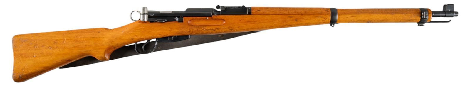 Swiss K31 7.5x55 Swiss Straight Pull Rifle: Serial: 985521 Manufacturer: W+F Bern-Switzerland / CAI (c. 1952) Model: K31 Caliber: 7.5x55 Swiss Barrel length: 25.5 in. OAL: 44.25 in. Condition: Good; wood stock & forend have moderate wea